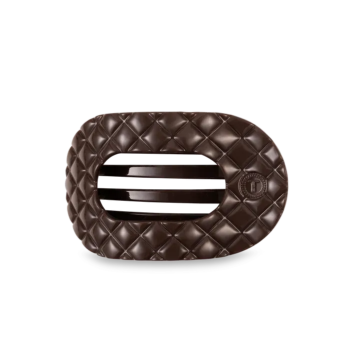 Teleties - Medium Flat Round Hair Clip Truly Taupe Quilted