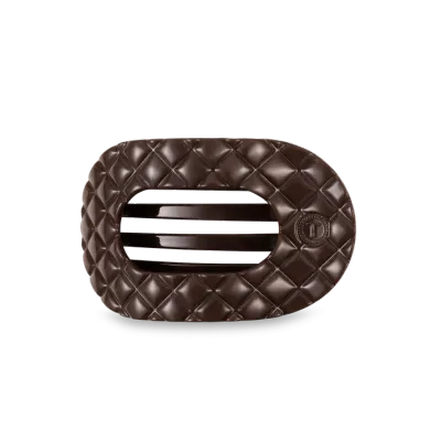 Teleties - Medium Flat Round Hair Clip Truly Taupe Quilted