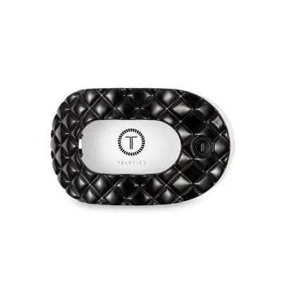 Teleties - Medium Flat Round Hair Clip Jet Black Quilted