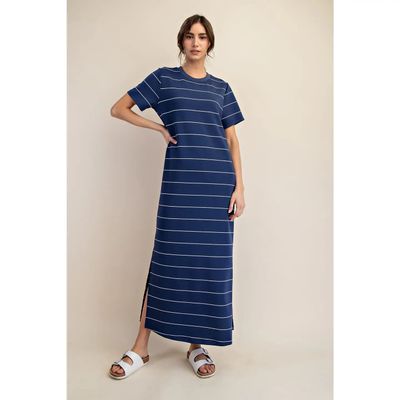 Modal Poly Span Stripe Maxi Dress