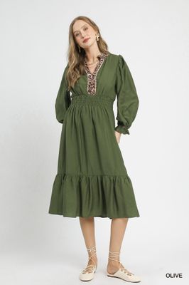 Midi Dress with Smocked Waist