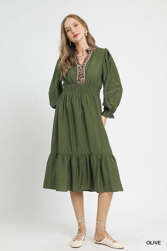 Midi Dress with Smocked Waist