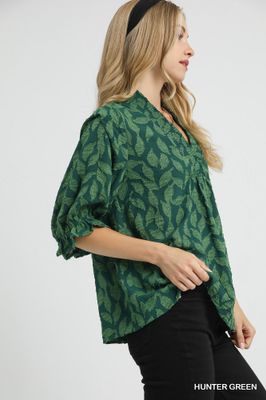 Floral Jacquard V-Neck Top
