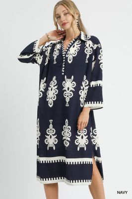 Abstract Print Midi Dress