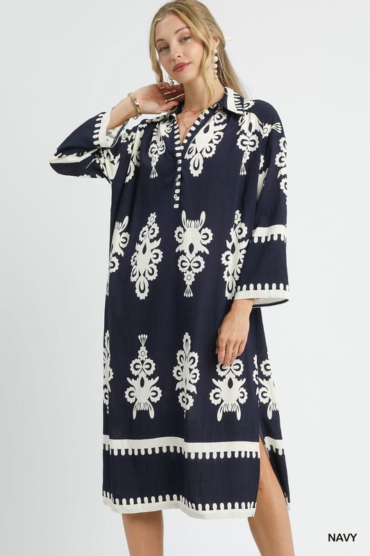Abstract Print Midi Dress