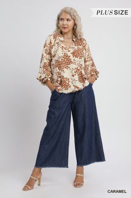 Cherry Blossom Scalloped Hem Blouse