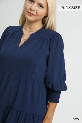 Textured Tiered Midi Dress