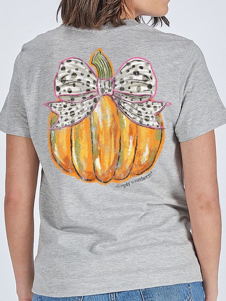 Youth Bow Pumpkin Short Sleeve Tee