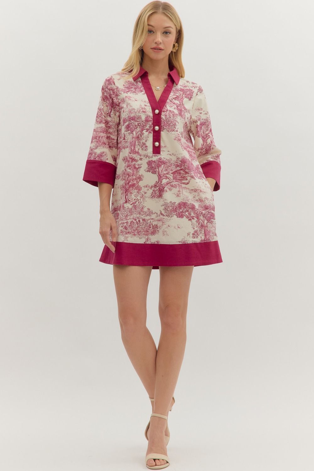 Toile Print Mini Dress
