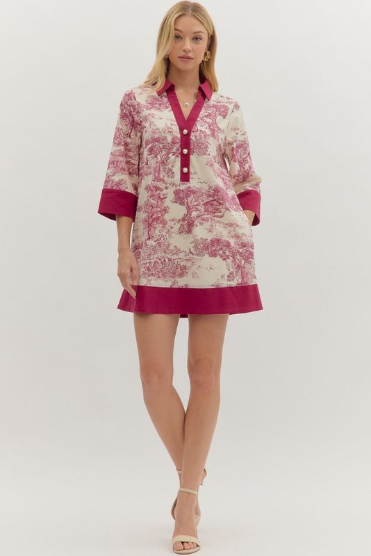Toile Print Mini Dress