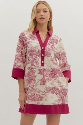 Toile Print Mini Dress