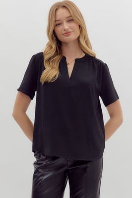 V-Neck Short Sleeve Pullover Top