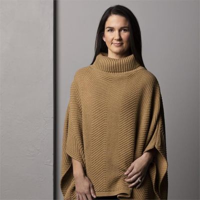 ZigZag Texture Cowl Neck Poncho O/S