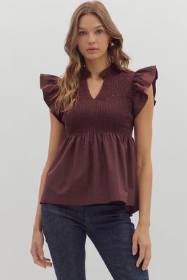 Flutter Sleeve Peplum Top
