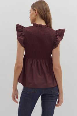 Flutter Sleeve Peplum Top