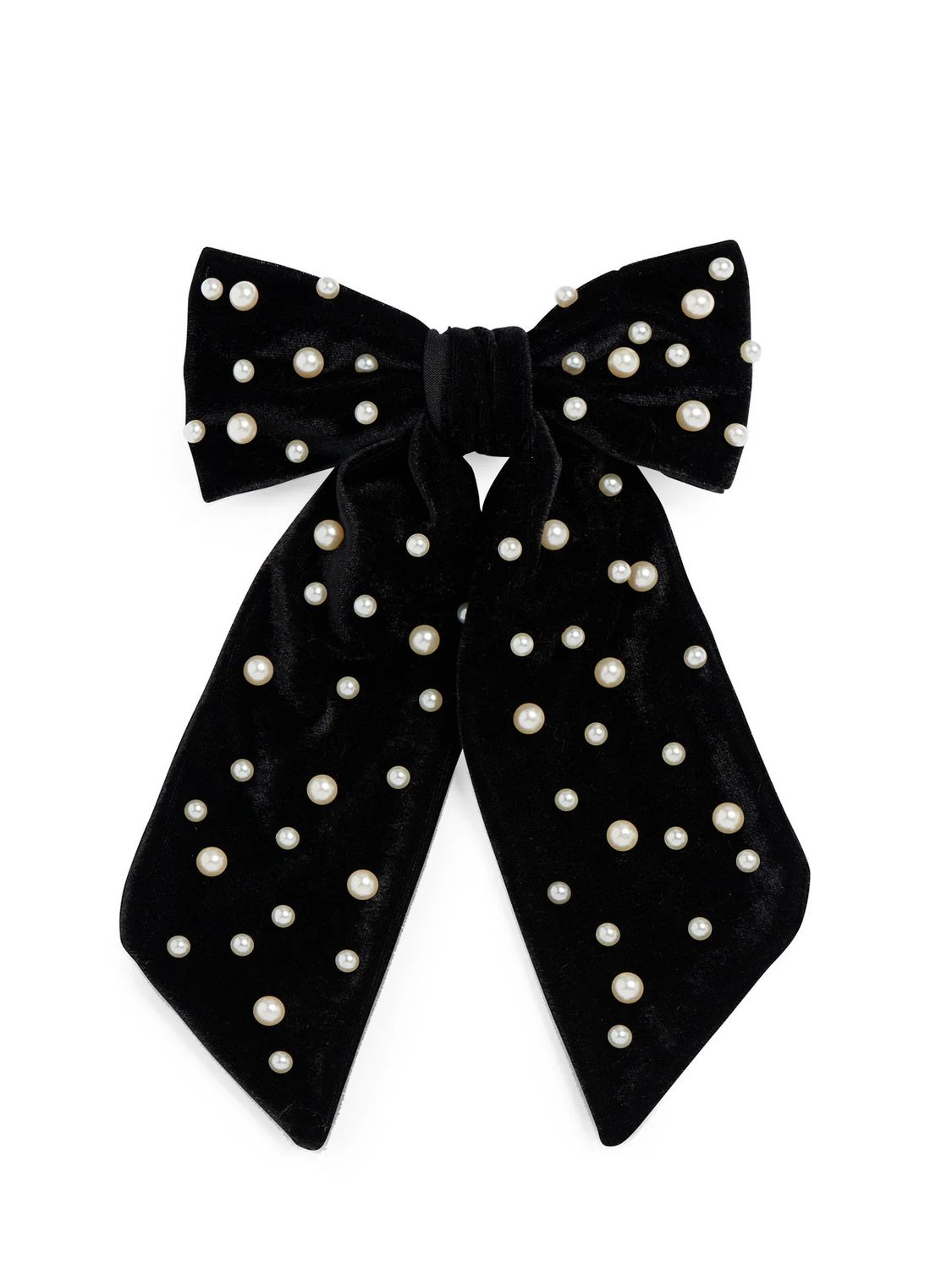 Velvet And Pearls Bow Clip