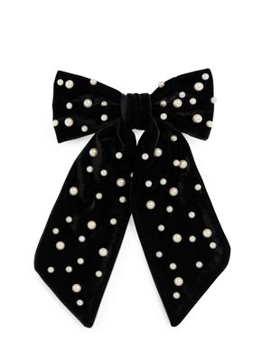 Velvet And Pearls Bow Clip