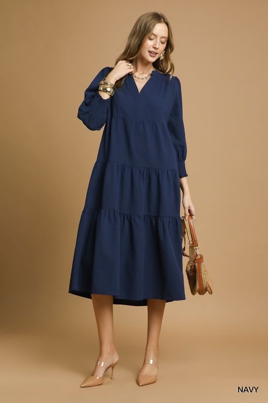 Textured Tiered Midi Dress