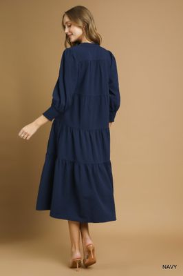 Textured Tiered Midi Dress