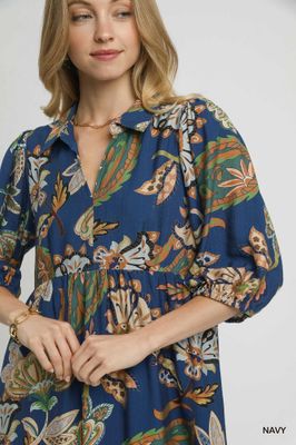 Boho Paisley Tiered Midi Dress