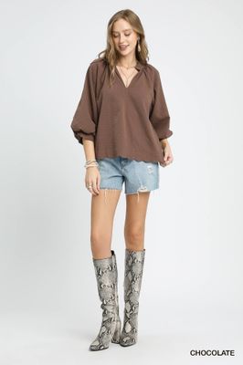 Split V Neck Top