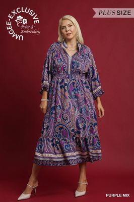 Paisley Print Midi Dress