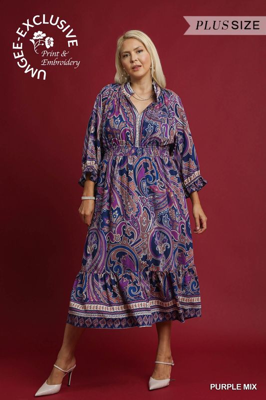 Paisley Print Midi Dress