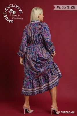 Paisley Print Midi Dress