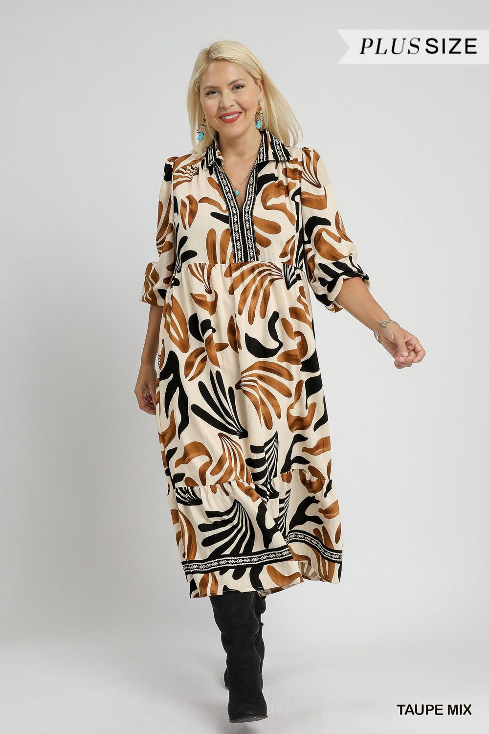 Boho Leafy Print Maxi Dress
