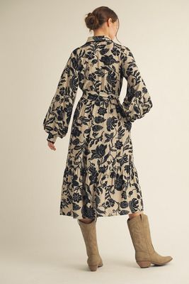 Button Down Floral Midi Dress