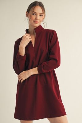 Stand-up Collared Shift Dress