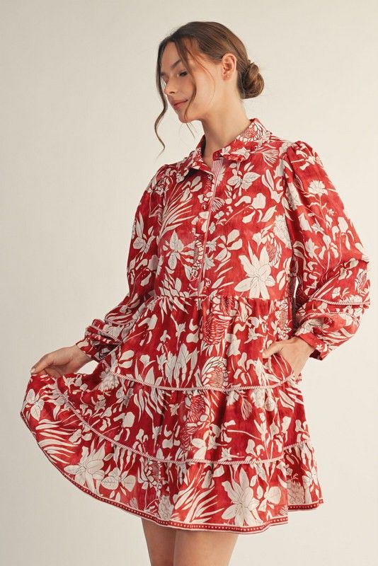 Loose Fit Tiered Floral Dress