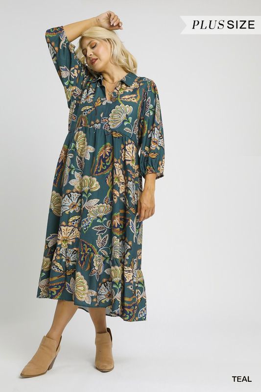 Paisley Tiered Midi Dress