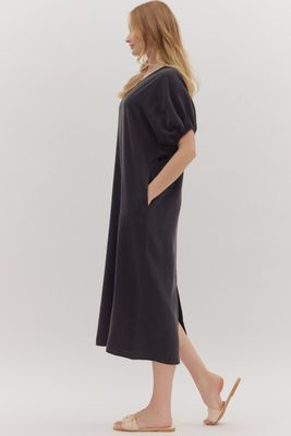 Puff Sleeve Midi Dress