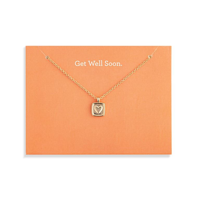Floral Card &amp; Gold Necklace-16in