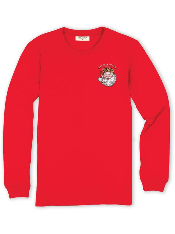 Youth Merry And Bright Santa LS T-Shirt