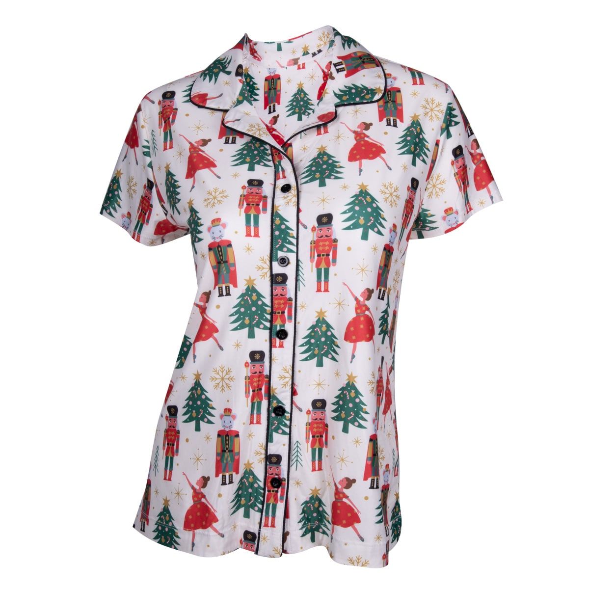 Nutcracker Notched Collar Pajama Top