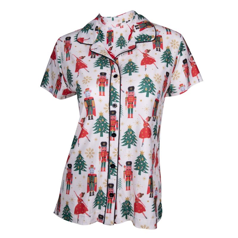 Nutcracker Notched Collar Pajama Top