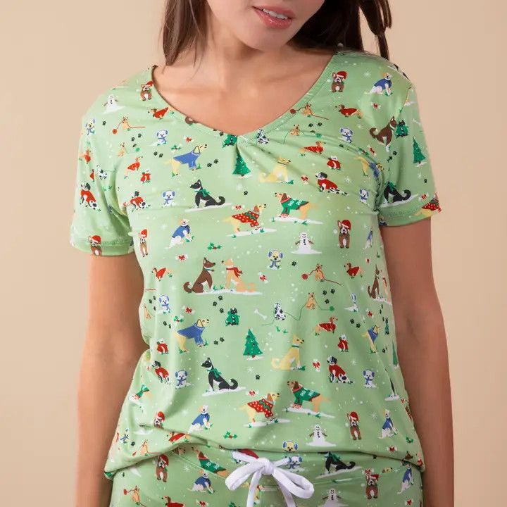 Santa Paws Womens V-Neck PJ Top
