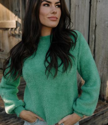 Feather Knit Mockneck Sweater