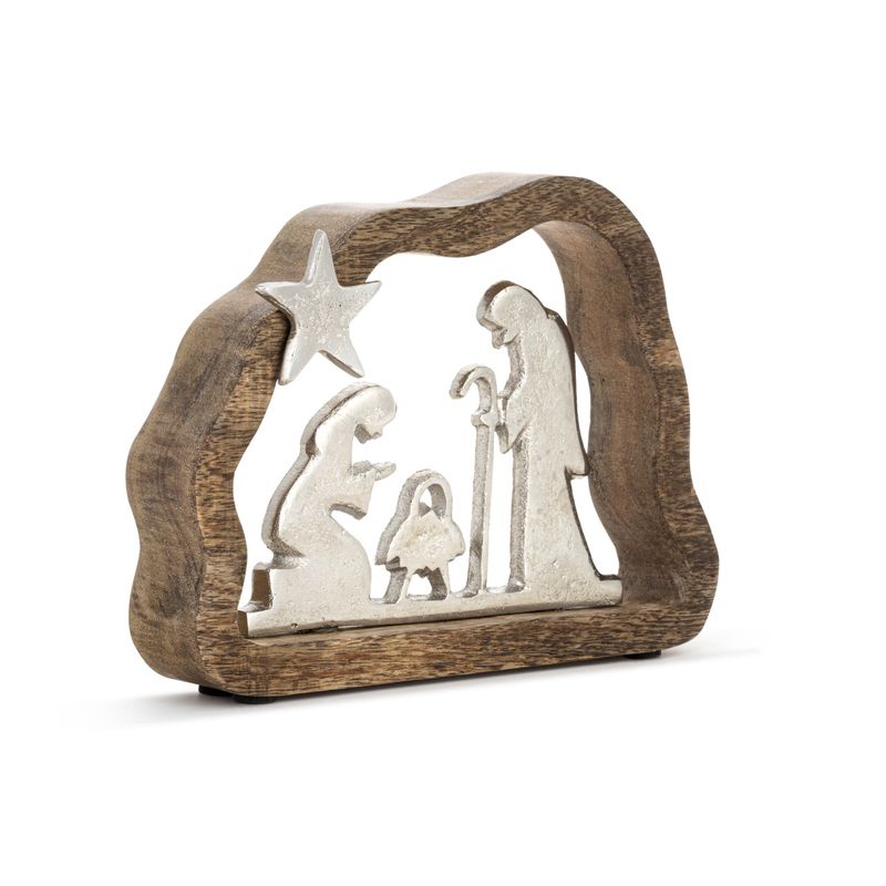 Wood Framed Metal Holy Family