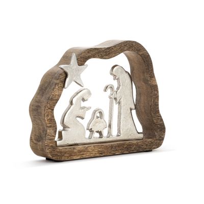 Wood Framed Metal Holy Family