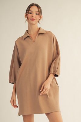 Faux Leather Accent Shift Dress