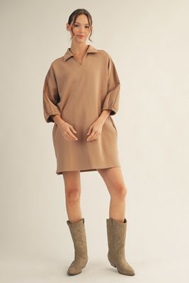 Faux Leather Accent Shift Dress