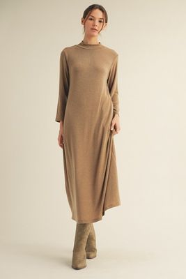 Mock Neck Midi Dress