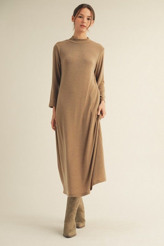 Mock Neck Midi Dress