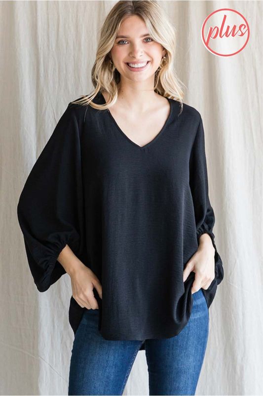 Draped Bubble Sleeve Top