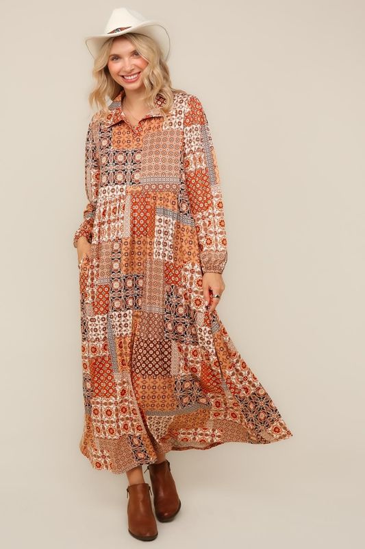 Fit And Flare Maxi Bohemian With Side Pockets