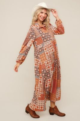 Plus Fit And Flare Maxi Bohemian With Side Pockets