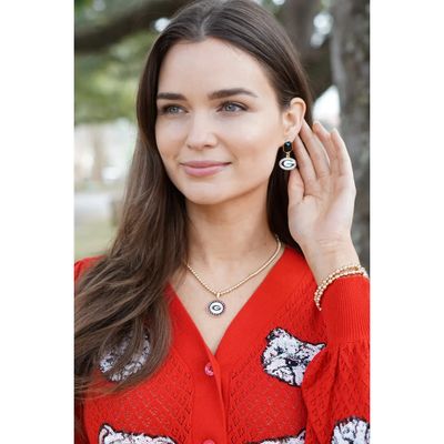 GA Bulldog Enamel Earrings